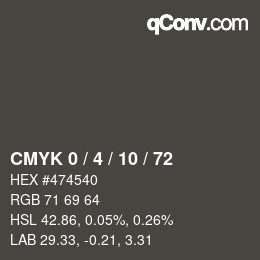 颜色代码: CMYK 0 / 4 / 10 / 72 | qconv.com