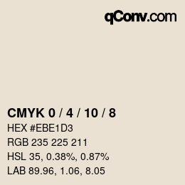カラーコード: CMYK 0 / 4 / 10 / 8 | qconv.com
