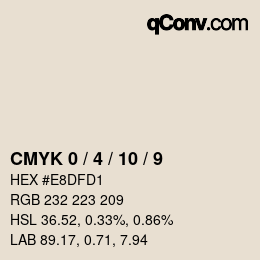 颜色代码: CMYK 0 / 4 / 10 / 9 | qconv.com