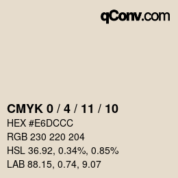 カラーコード: CMYK 0 / 4 / 11 / 10 | qconv.com
