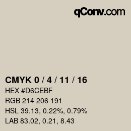 颜色代码: CMYK 0 / 4 / 11 / 16 | qconv.com