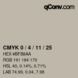 カラーコード: CMYK 0 / 4 / 11 / 25 | qconv.com