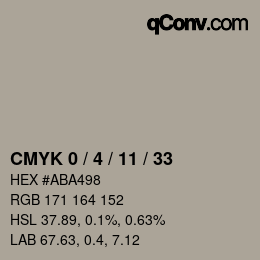 カラーコード: CMYK 0 / 4 / 11 / 33 | qconv.com