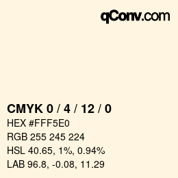 カラーコード: CMYK 0 / 4 / 12 / 0 | qconv.com