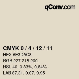 カラーコード: CMYK 0 / 4 / 12 / 11 | qconv.com