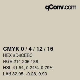 カラーコード: CMYK 0 / 4 / 12 / 16 | qconv.com