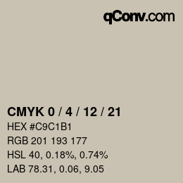 カラーコード: CMYK 0 / 4 / 12 / 21 | qconv.com