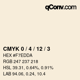 颜色代码: CMYK 0 / 4 / 12 / 3 | qconv.com