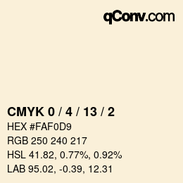 颜色代码: CMYK 0 / 4 / 13 / 2 | qconv.com