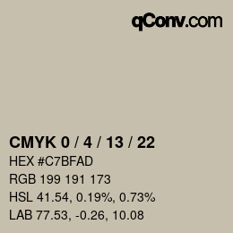 カラーコード: CMYK 0 / 4 / 13 / 22 | qconv.com