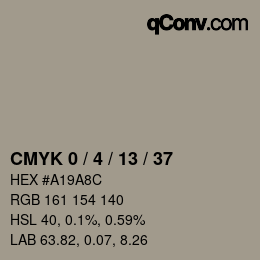 カラーコード: CMYK 0 / 4 / 13 / 37 | qconv.com