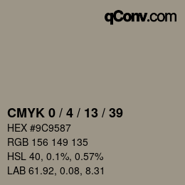 カラーコード: CMYK 0 / 4 / 13 / 39 | qconv.com