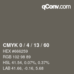 カラーコード: CMYK 0 / 4 / 13 / 60 | qconv.com