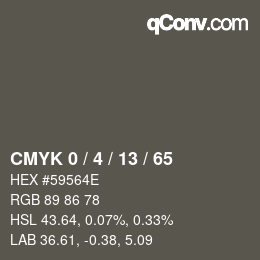 カラーコード: CMYK 0 / 4 / 13 / 65 | qconv.com