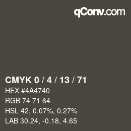 Color code: CMYK 0 / 4 / 13 / 71 | qconv.com