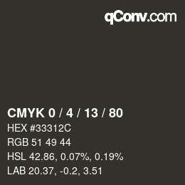 カラーコード: CMYK 0 / 4 / 13 / 80 | qconv.com