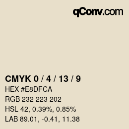 颜色代码: CMYK 0 / 4 / 13 / 9 | qconv.com