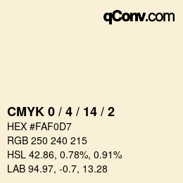 颜色代码: CMYK 0 / 4 / 14 / 2 | qconv.com
