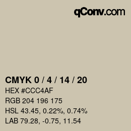 カラーコード: CMYK 0 / 4 / 14 / 20 | qconv.com