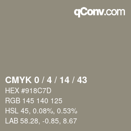 颜色代码: CMYK 0 / 4 / 14 / 43 | qconv.com