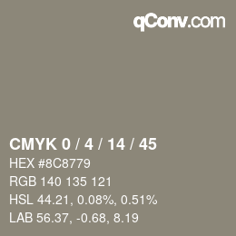 颜色代码: CMYK 0 / 4 / 14 / 45 | qconv.com