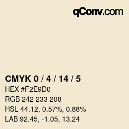 颜色代码: CMYK 0 / 4 / 14 / 5 | qconv.com