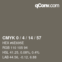 カラーコード: CMYK 0 / 4 / 14 / 57 | qconv.com