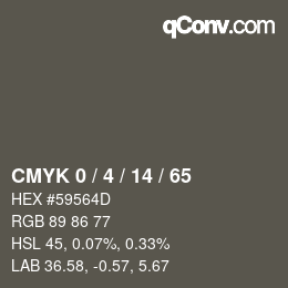 カラーコード: CMYK 0 / 4 / 14 / 65 | qconv.com