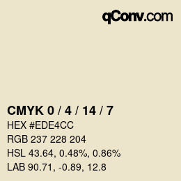 カラーコード: CMYK 0 / 4 / 14 / 7 | qconv.com