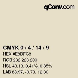 カラーコード: CMYK 0 / 4 / 14 / 9 | qconv.com