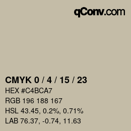 カラーコード: CMYK 0 / 4 / 15 / 23 | qconv.com