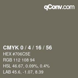 カラーコード: CMYK 0 / 4 / 16 / 56 | qconv.com