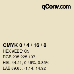 カラーコード: CMYK 0 / 4 / 16 / 8 | qconv.com
