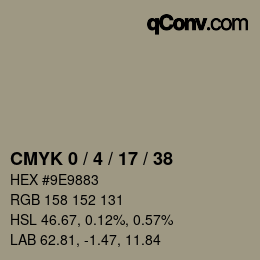 カラーコード: CMYK 0 / 4 / 17 / 38 | qconv.com