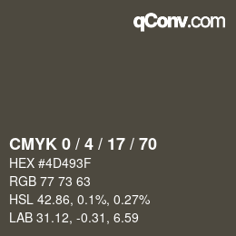 Código de color: CMYK 0 / 4 / 17 / 70 | qconv.com