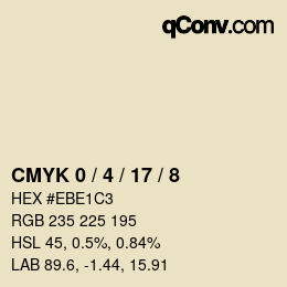 カラーコード: CMYK 0 / 4 / 17 / 8 | qconv.com