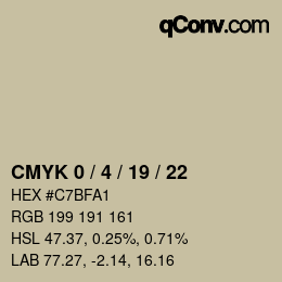 カラーコード: CMYK 0 / 4 / 19 / 22 | qconv.com