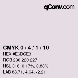 颜色代码: CMYK 0 / 4 / 1 / 10 | qconv.com