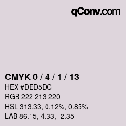 カラーコード: CMYK 0 / 4 / 1 / 13 | qconv.com