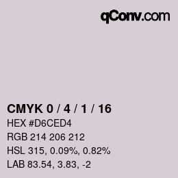 カラーコード: CMYK 0 / 4 / 1 / 16 | qconv.com