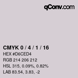 カラーコード: CMYK 0 / 4 / 1 / 16 | qconv.com