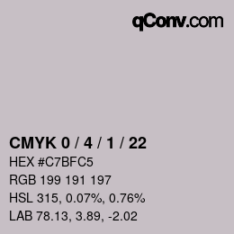 颜色代码: CMYK 0 / 4 / 1 / 22 | qconv.com