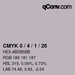 カラーコード: CMYK 0 / 4 / 1 / 26 | qconv.com