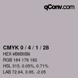 カラーコード: CMYK 0 / 4 / 1 / 28 | qconv.com