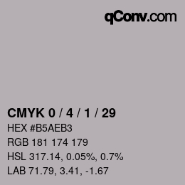 カラーコード: CMYK 0 / 4 / 1 / 29 | qconv.com