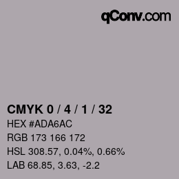 カラーコード: CMYK 0 / 4 / 1 / 32 | qconv.com