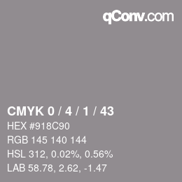 颜色代码: CMYK 0 / 4 / 1 / 43 | qconv.com