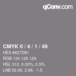 颜色代码: CMYK 0 / 4 / 1 / 49 | qconv.com
