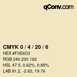 カラーコード: CMYK 0 / 4 / 20 / 6 | qconv.com