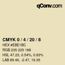 カラーコード: CMYK 0 / 4 / 20 / 8 | qconv.com